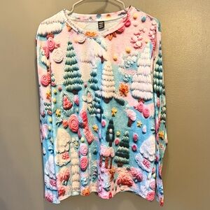 SHEIN Multicolor Long Sleeve Christmas Top